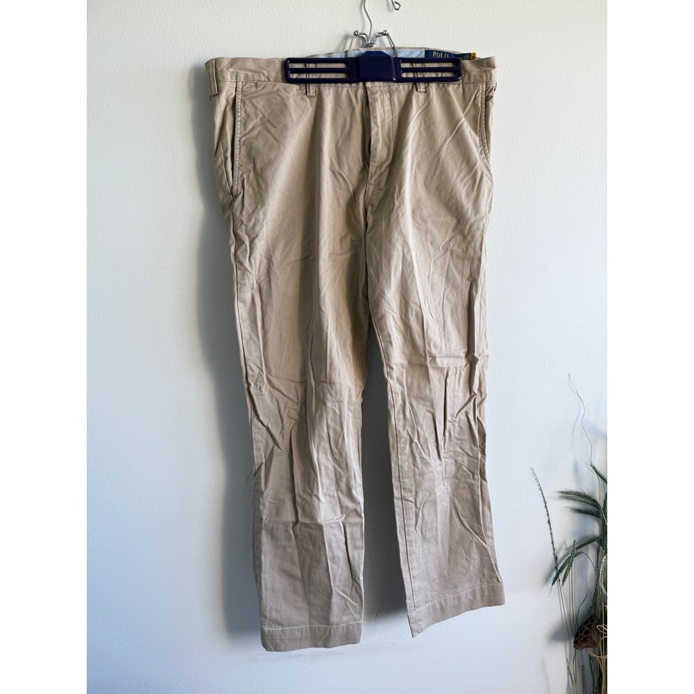 Polo Ralph Lauren Mens Stretch Slim Fit Chino Pants Khaki Tan 36x28 (Tag 36/30)